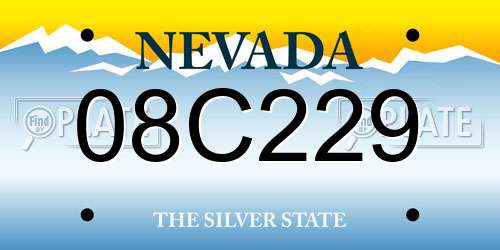 08C229 Nevada License Plate