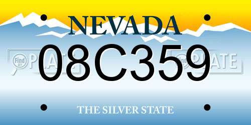 08C359 Nevada License Plate