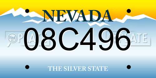 08C496 Nevada License Plate