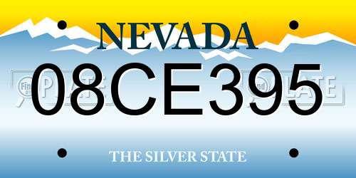 08CE395 Nevada License Plate