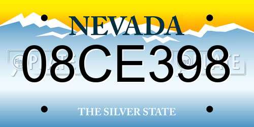 08CE398 Nevada License Plate