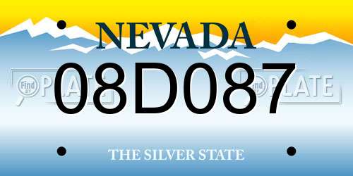 08D087 Nevada License Plate