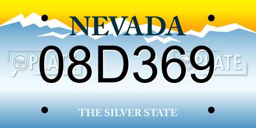 08D369 Nevada License Plate