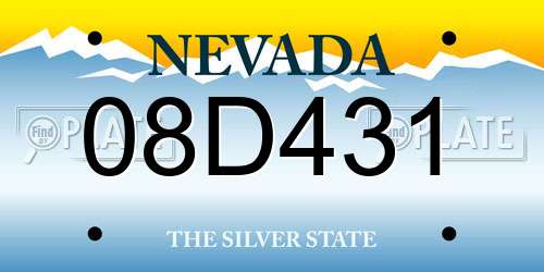 08D431 Nevada License Plate