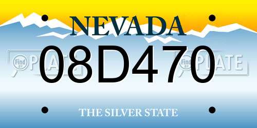 08D470 Nevada License Plate