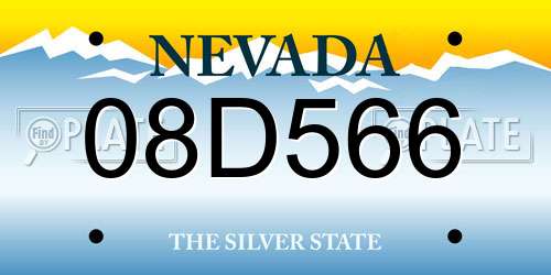 08D566 Nevada License Plate