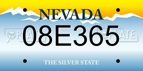 08E365 Nevada License Plate