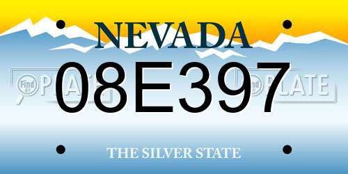 08E397 Nevada License Plate