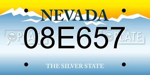 08E657 Nevada License Plate
