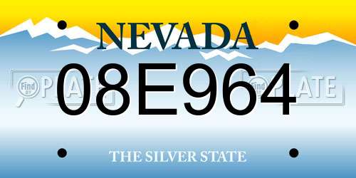 08E964 Nevada License Plate