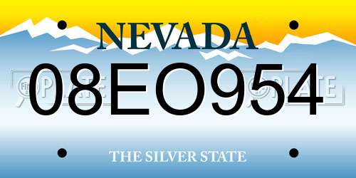 08EO954 Nevada License Plate