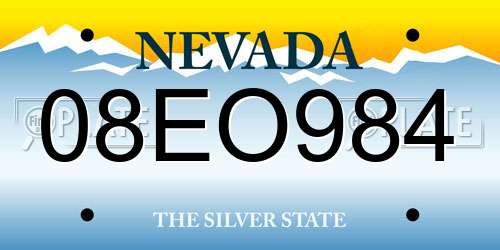08EO984 Nevada License Plate