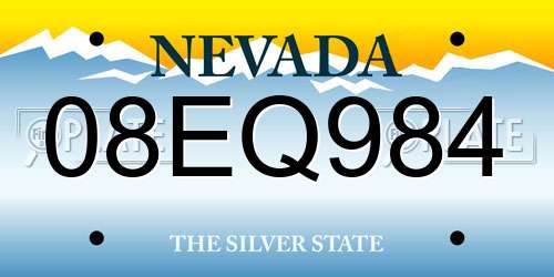 08EQ984 Nevada License Plate
