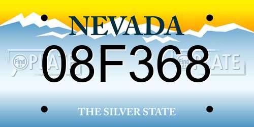 08F368 Nevada License Plate