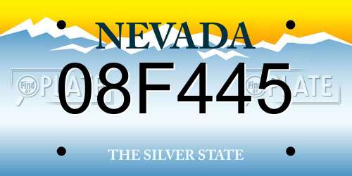 08F445 Nevada License Plate