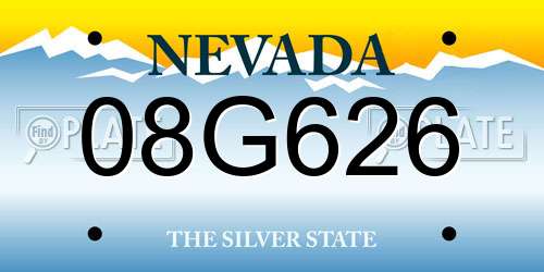 08G626 Nevada License Plate