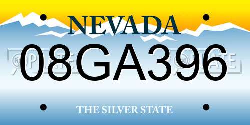 08GA396 Nevada License Plate