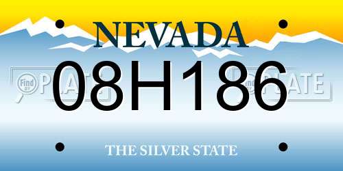 08H186 Nevada License Plate