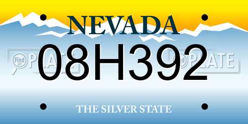 08H392 Nevada License Plate