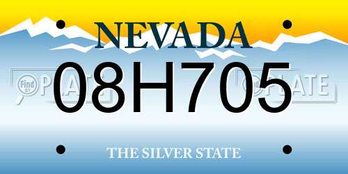 08H705 Nevada License Plate