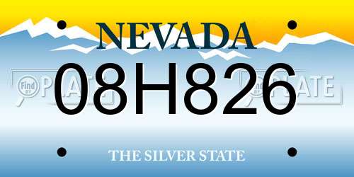 08H826 Nevada License Plate