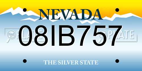 08IB757 Nevada License Plate