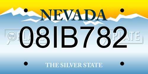 08IB782 Nevada License Plate