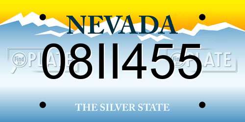 08II455 Nevada License Plate