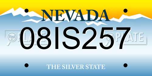 08IS257 Nevada License Plate