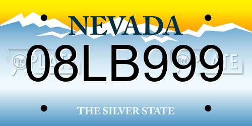 08LB999 Nevada License Plate
