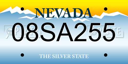 08SA255 Nevada License Plate