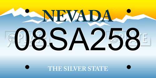 08SA258 Nevada License Plate