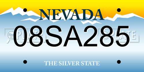 08SA285 Nevada License Plate