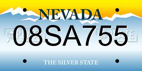 08SA755 Nevada License Plate
