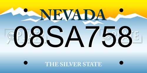 08SA758 Nevada License Plate
