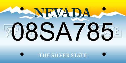 08SA785 Nevada License Plate