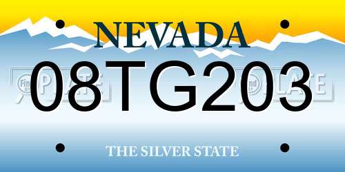 08TG203 Nevada License Plate