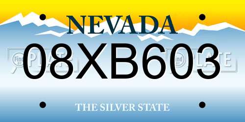 08XB603 Nevada License Plate