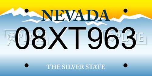 08XT963 Nevada License Plate