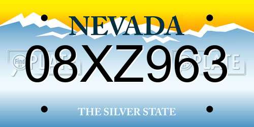 08XZ963 Nevada License Plate