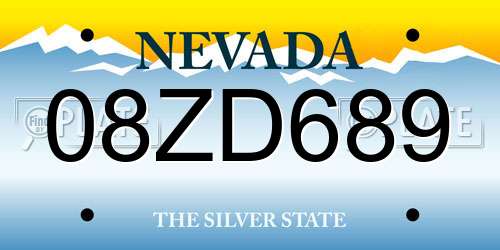 08ZD689 Nevada License Plate