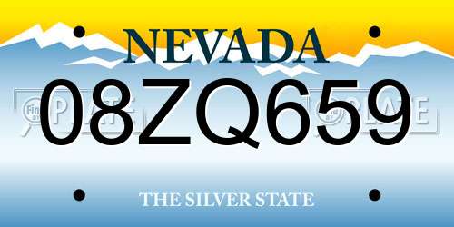 08ZQ659 Nevada License Plate