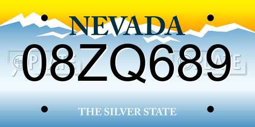 08ZQ689 Nevada License Plate