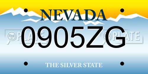 0905ZG Nevada License Plate