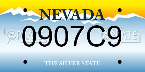 0907C9 Nevada License Plate