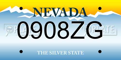 0908ZG Nevada License Plate