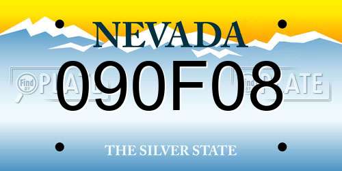 090F08 Nevada License Plate