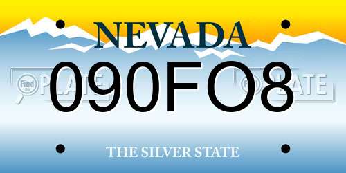 090FO8 Nevada License Plate