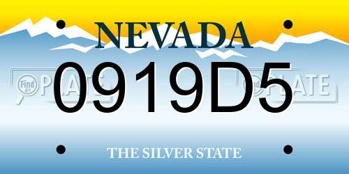 0919D5 Nevada License Plate
