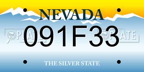 091F33 Nevada License Plate